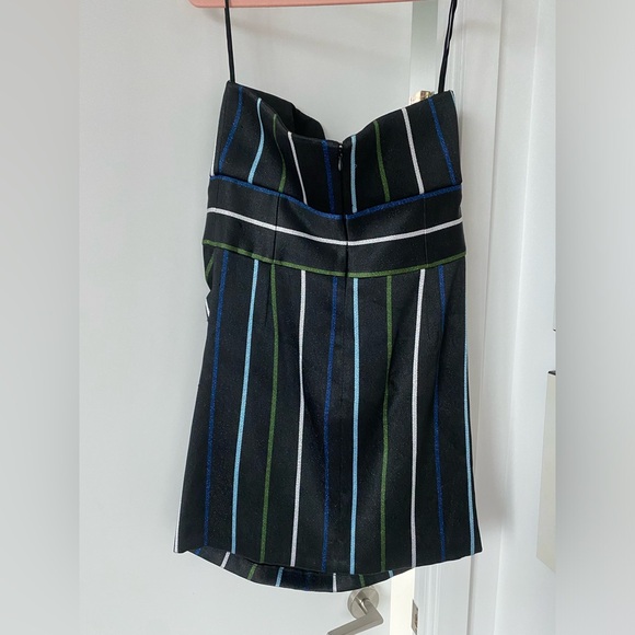 Emporio Armani Draped Metallic Striped Strapless Dress - Picture 7 of 15